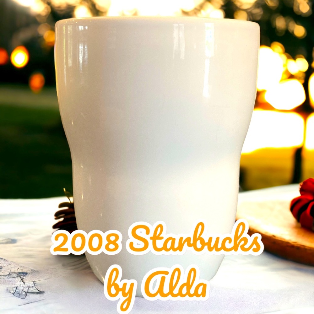 2008 Collectible Starbucks White No Handle Ceramic Mug Cup by Alda - …